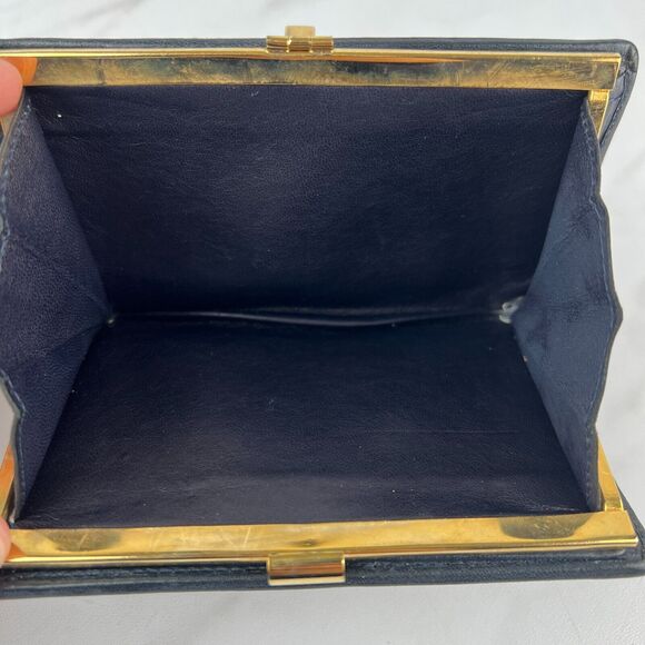 Vintage Gucci GG Canvas Leather Navy Blue Monogram Compact Bifold Wallet - Picture 4 of 6